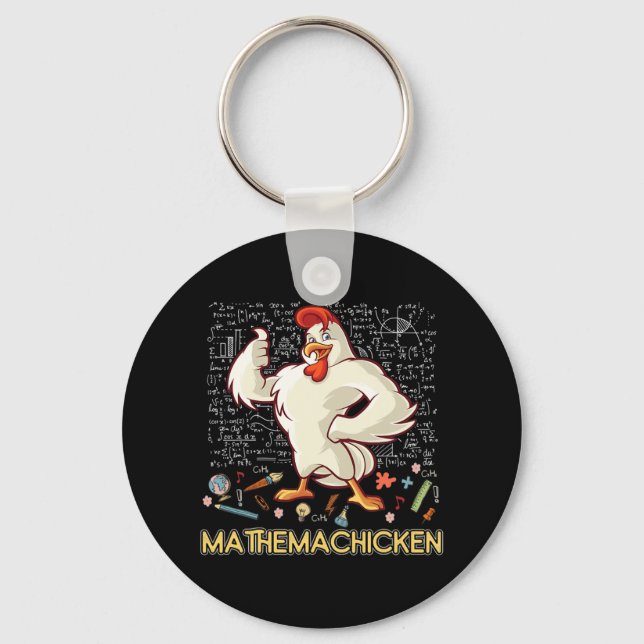 Mathemachicken Math Lover Funny Chicken Key Ring (Front)
