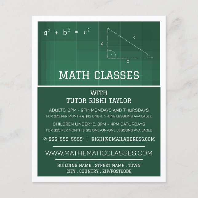 Mathematic Chalkboard, Math Classes Advertising Flyer (Front)