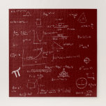 Mathematic Formulas and Equations Maroon Jigsaw Puzzle<br><div class="desc">Great puzzle to keep anyone entertained for quite a long time. The mathematic formulas are in white over a maroon background. This is a great gift for mathematicians,  math teachers,  just graduated,  etc. Illustrated and designed by Patricia Alvarez.</div>