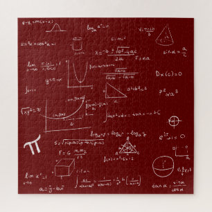 Mathematic Formulas and Equations Maroon Jigsaw Puzzle