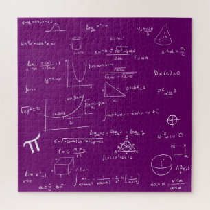 Mathematic Formulas and Equations Purple and White Jigsaw Puzzle