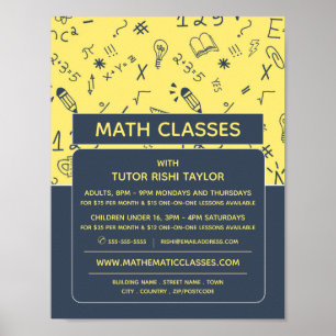 Mathematic Icon Design, Math Classes Advertising Poster