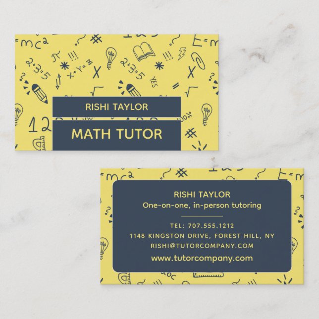 Mathematic Icon Design, Math Tutor, Teacher Business Card (Front/Back)