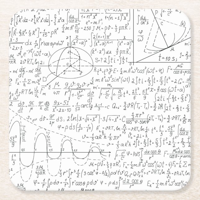 Mathematic Lovers, Math Formula, Math Geek Square Paper Coaster (Front)