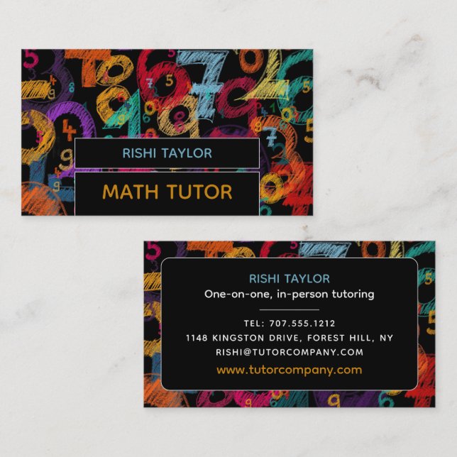 Mathematic Number Design, Math Tutor, Teacher Business Card (Front/Back)