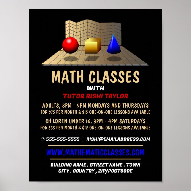 Mathematic Shapes, Math Classes Advertising Poster (Front)