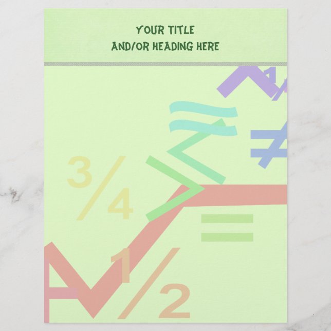Mathematic Symbols Letterhead (Front)