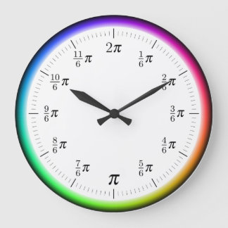 Mathematical π Time Wall Clock with Rainbow Circle