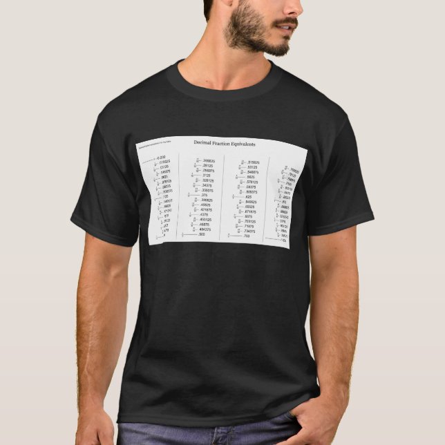 Mathematical Chart of Decimal Fraction Equivalents T-Shirt (Front)