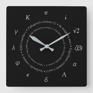 Mathematical Constants Square Wall Clock
