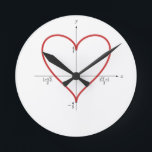 Mathematical heart round clock<br><div class="desc">Mathematical heart</div>