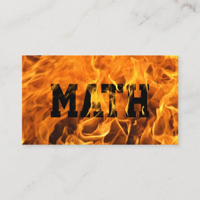 Mathematician Burning Fire Bold Math Business Card (Front)