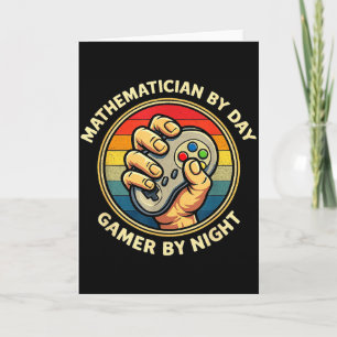 Mathematician By Day Gamer By Night Funny Retro Vi Card