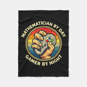 Mathematician By Day Gamer By Night Funny Retro Vi Fleece Blanket