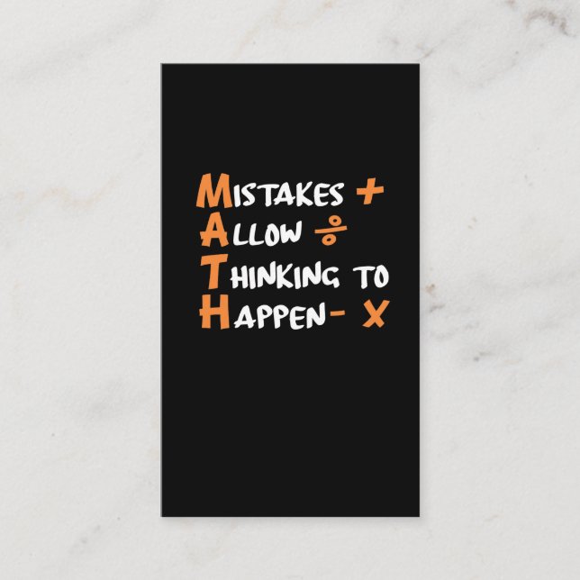 Mathematician Maths Teacher Algebra Geometry Business Card (Front)