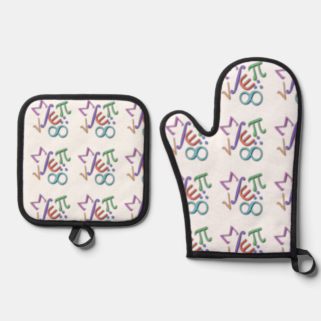 "mathematician" oven mitt & pot holder set (Front)