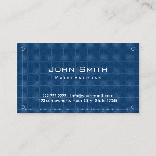 Mathematician Professional Blueprint Business Card (Front)