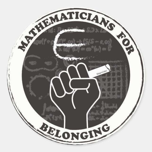 Mathematicians for Belonging stickers (Front)