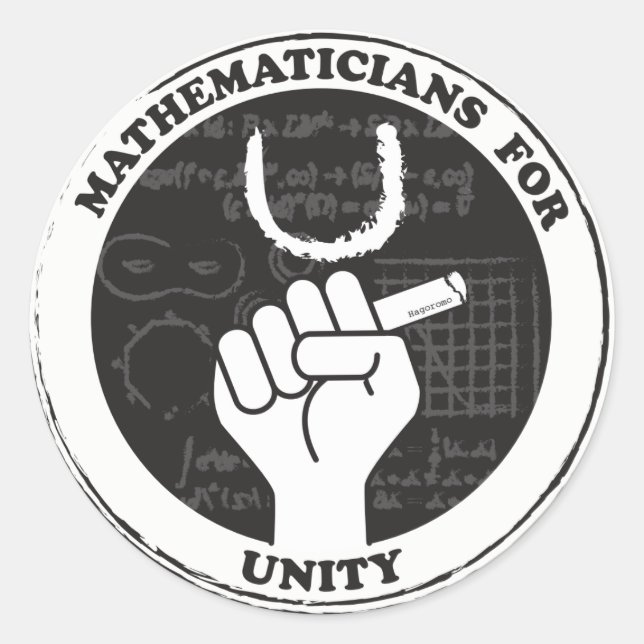 Mathematicians for Unity stickers (Front)