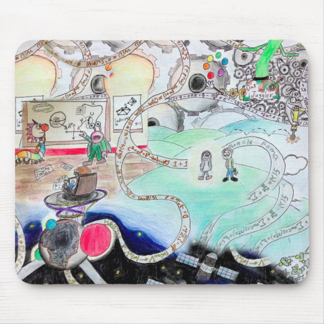 Mathematics cartoon humour - student, teacher, gee mouse mat (Front)