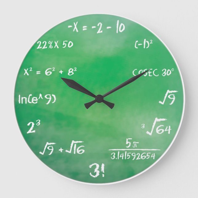 Mathematics Equation Quiz for Geeks Large Clock (Front)