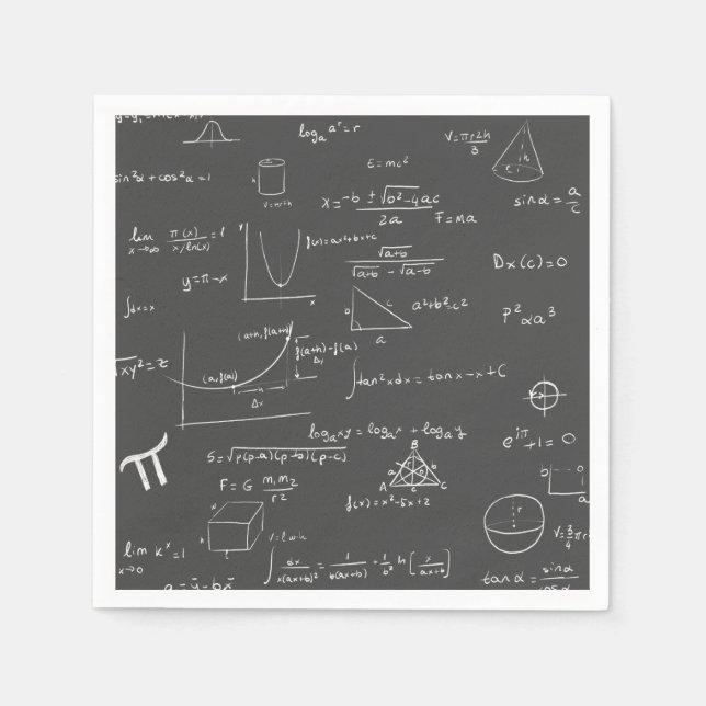 Mathematics equations, formulas and graphics party napkin (Front)