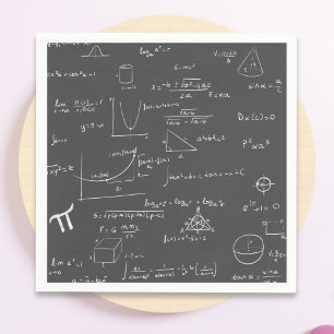 Mathematics equations, formulas and graphics party napkin