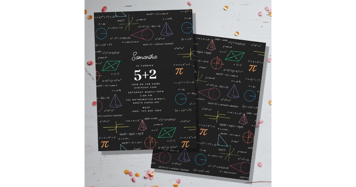 Mathematic Invitation Mathematics Equations Math Formulas Birthday Invitation | Zazzle