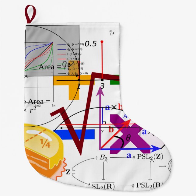 mathematics formula physics school large christmas stocking (Front)