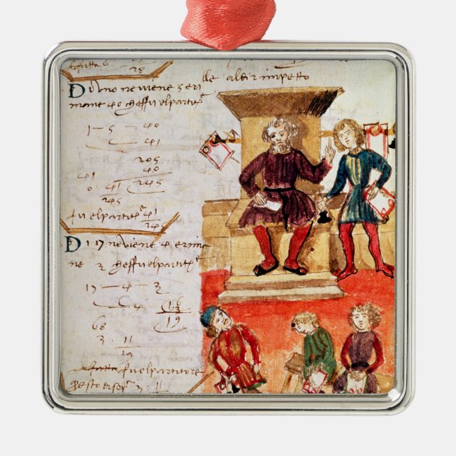 Mathematics Lesson, from a mathematical treatise Metal Tree Decoration (Front)