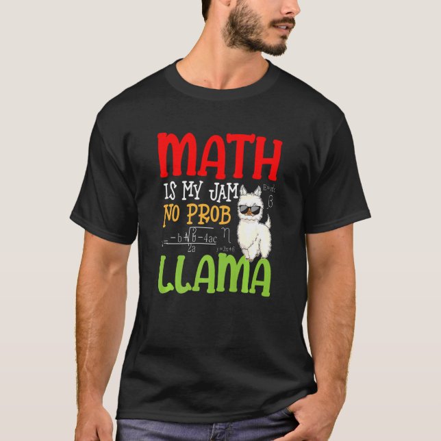 Mathematics Llama Alpaca  Math Is My Jam No Prob L T-Shirt (Front)