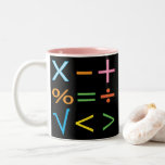 Mathematics Math Symbol Math Two-Tone Coffee Mug<br><div class="desc">Mathematics Math Symbol Math Two-Tone Coffee Mug original design by Nisha Prabhu. Get ready to elevate your coffee routine with our vibrant Colourful Math Two-Tone Coffee Mug! This unique mug combines functionality with a splash of creativity, making it a must-have for students, teachers, and math enthusiasts alike. Adorned with a...</div>