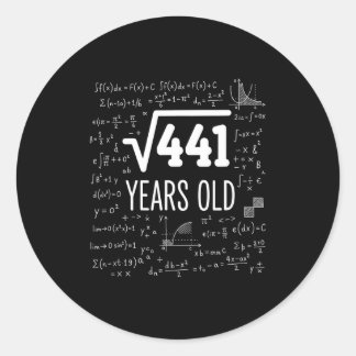 Mathematics Square Root 441 Years Old, Clever Math Classic Round Sticker