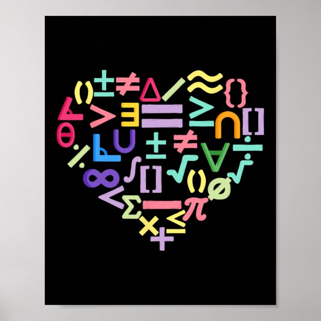 Mathematics Symbols Heart Fun Valentines Day Math  Poster (Front)