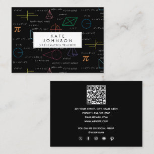 Mathematics Teacher Tutor Equations Math Formulas  Business Card