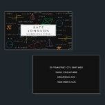 Mathematics Teacher Tutor Equations Math Formulas  Business Card<br><div class="desc">A colourful mathematics equations and formulas pattern on a black background. An ideal design for math teachers, mathematic enthusiasts, scientists and mathematics tutors. A simple and professional way to introduce your business. Social media icons included in the design of this business card for you to use. Personalise your details to...</div>