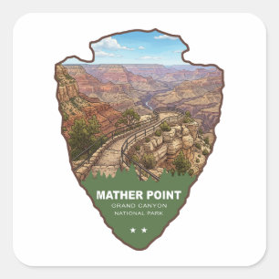 Mather Point Grand Canyon National Park Arrowhead Square Sticker