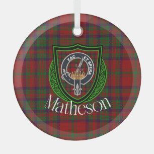 Matheson Scottish Clan Tartan & Crest Glass Tree Decoration