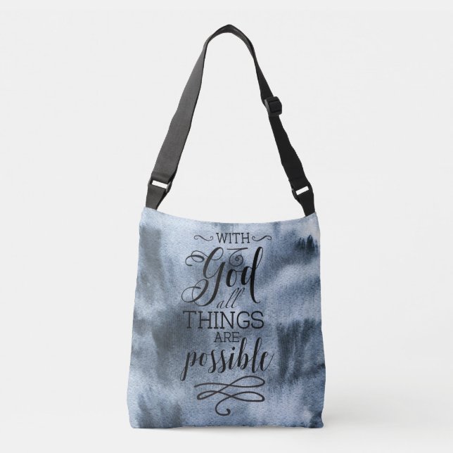 Mathew 19:23 Bible Scripture Quote Crossbody Bag (Front)