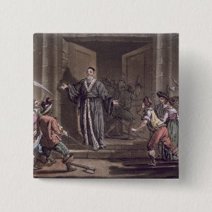 Mathieu Mole (1584-1656) harangued by the people, 15 Cm Square Badge