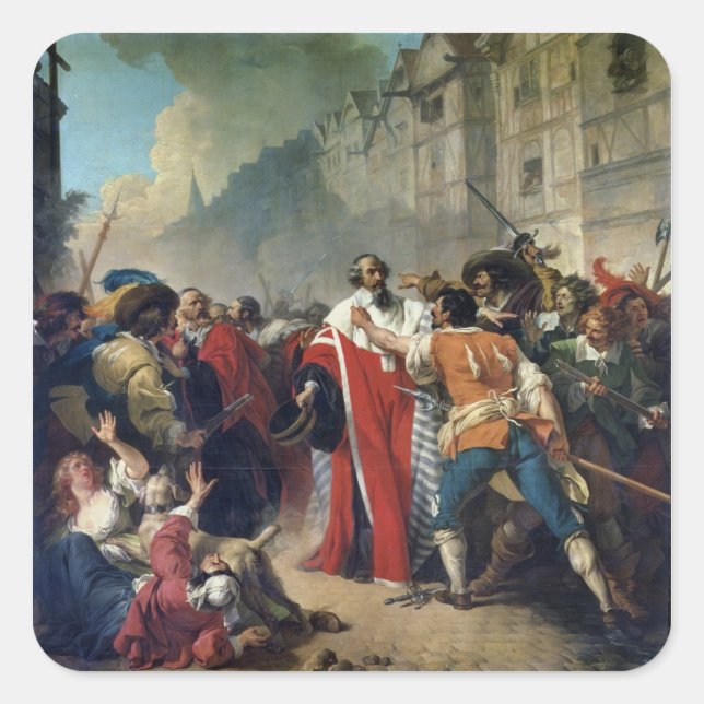 Mathieu Mole being stopped by the Parisian crowd o Square Sticker (Front)