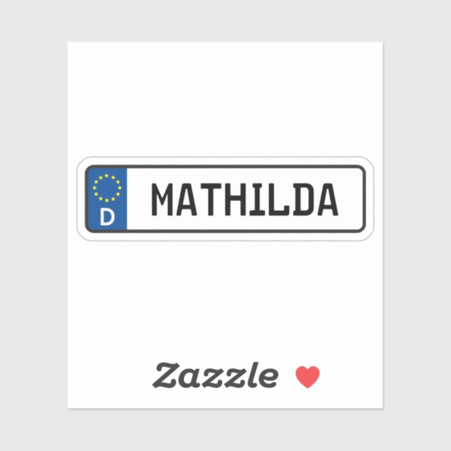 Mathilda German Car License Plate (Sheet)