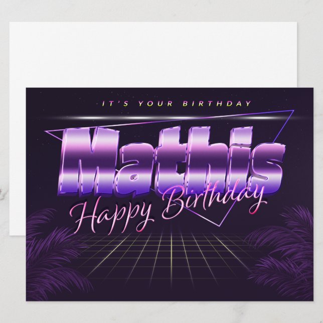 Mathis Name First name lila retro card Birthday (Front/Back)