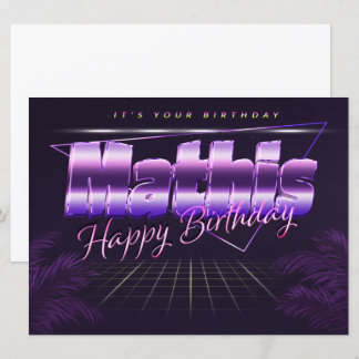 Mathis Name First name lila retro card Birthday