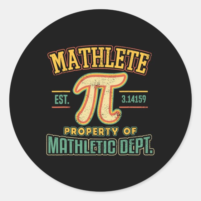 Mathlete Mathletic Department Pi 3.14 Math Calculu Classic Round Sticker (Front)