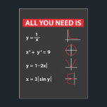 Maths Algebra Mathematics Teacher Gift Idea Postcard<br><div class="desc">All You Need Is Love Math. A nice Gift Idea for a mathematician Student and Math Teacher.</div>