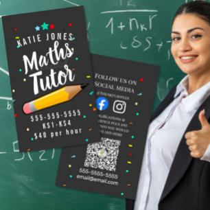maths English tutor home learning exams pencil Business Card