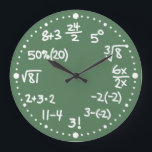 Maths Mathematical Equations Clock Version Two<br><div class="desc">This fun and whimsical custom wall clock is perfect for math lovers. Test your arithmetic! The clock has mathematical equations instead of numbers. There is some addition, subtraction, multiplication, division, percentages, fractions, algebra, square root, and powers. This second version of the clock also has a factorial and cube root. They...</div>
