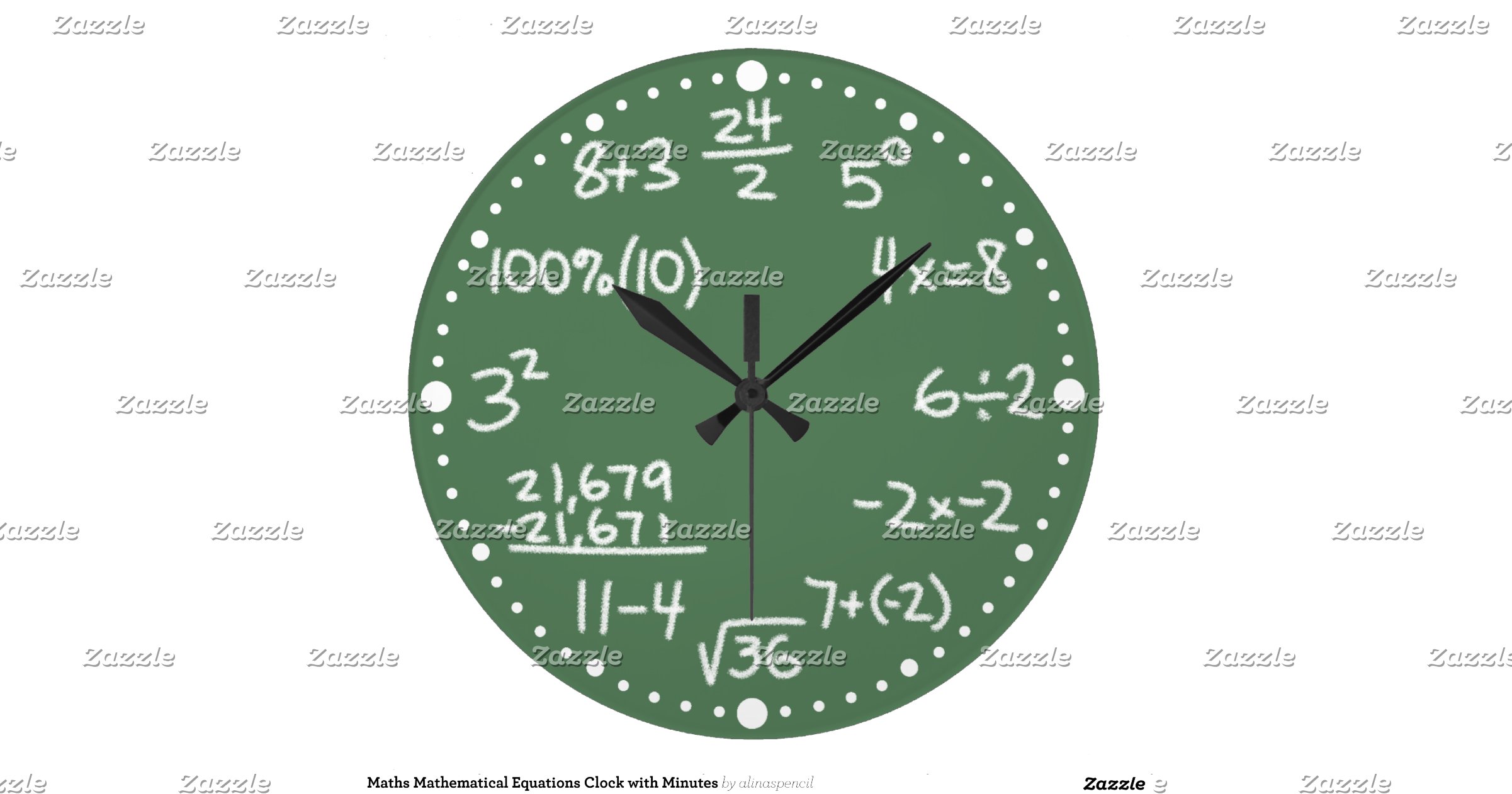 Maths Mathematical Equations Clock with Minutes | Zazzle