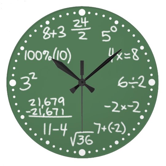 Maths Mathematical Equations Clock with Minutes Zazzle.co.uk